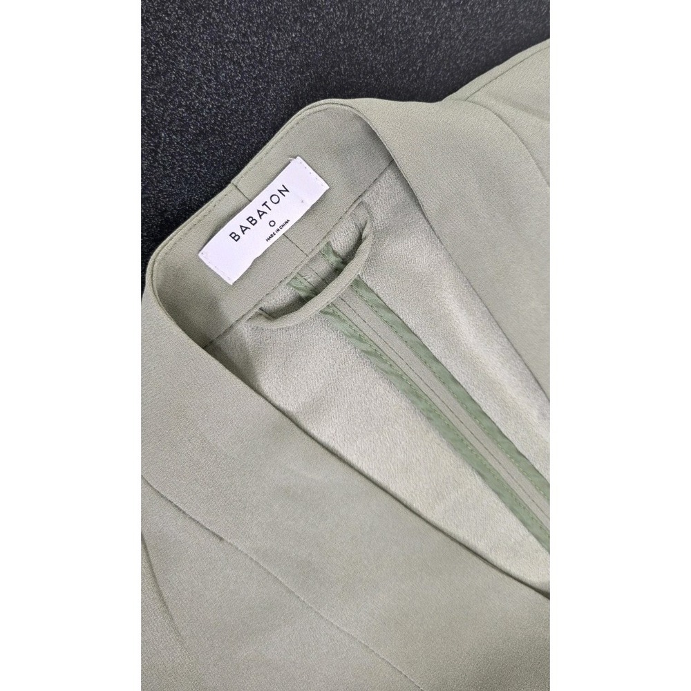 New Babaton Aritzia Power Hip Blazer Green Open Front Women 0 Career Business - Picture 7 of 9